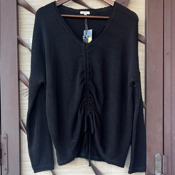 New Buffalo David Bitton V-Neck Lightweight Thermal Knit Cinched Front Sweater - Picture 2 of 10